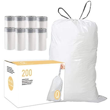 DisplayForever Heavy Duty Drawstring Trash Bags - 200 Count