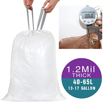Durable Drawstring Trash Bags - 200 Count for All Uses