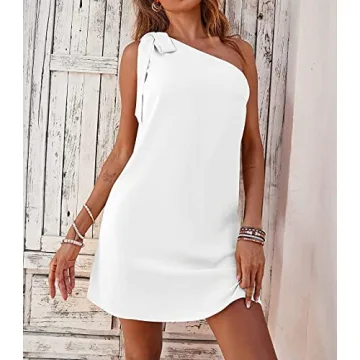 Guteidee Women's One Shoulder Mini Dress for Parties