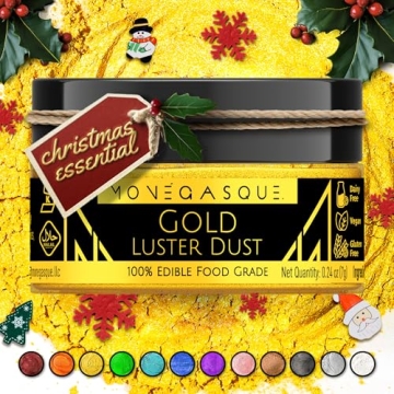 MONÉGASQUE Gold Luster Dust Edible Glitter for Cocktails 7g – Gold Edible Luster Dust Christmas G...