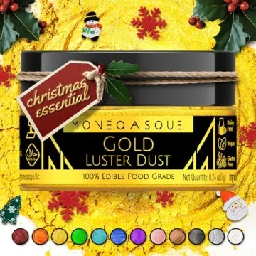 MONÉGASQUE Gold Luster Dust Edible Glitter for Cocktails 7g – Gold Edible Luster Dust Christmas G...
