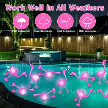 8 Pcs Light up LED Inflatable Pink Flamingo Inflatable Glowing Flamingo Decor Flamingo Party Supplies for Hawaiian Pool Summer Beach Garden Backyard Patio Lawn Wedding Pathway Decorations
