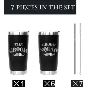 Groom Squad 20 OZ Tumbler Set of 7 for Weddings