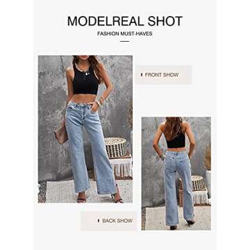 Asvivid Womens Casual High Waisted Flare Jeans Wide Leg Slit Ankle Bell Bottom Denim Pants Sky Blue 10