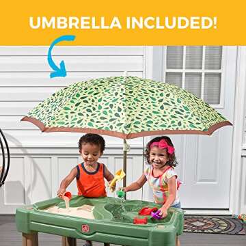 Step2 Cascading Cove Sand & Water Table with Umbrella | Kids Sand & Water Table with Umbrella | 6-Pc Water Accessory Set Included | Green