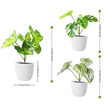 Kazeila Small Fake Plants 5.9 Inches Artificial Plants for Home Decor Indoor,Set of 3 Faux Plants