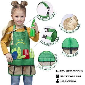 Norsy Toys Kids Gardening Tools & Bug Catching Gift Set for 3,4,5,6,7 Year Old Boys & Girls with Garden Gloves, Apron, Sun Hat, Ideal Birthday, Christmas, New Year Gift for Kids & Toddlers