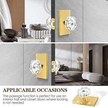 HIEMEY Octagon Crystal Glass Door Knob - Stylish & Durable