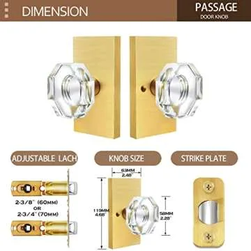 HIEMEY Octagon Crystal Glass Door Knob - Stylish & Durable