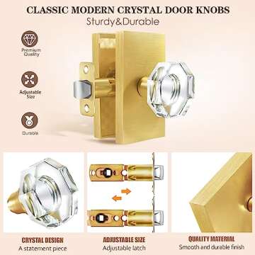 HIEMEY Octagon Crystal Glass Door Knob - Stylish & Durable