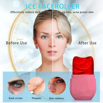 Ice Face Roller,Ice Roller for Face and Eye,Ice for Face Puffiness Relief,Facial Ice Roller to Tighten & Tone Skin,Silicone Ice Mold for Face Beauty,Shrink Pores,Reduce Acne,Facial Icing Massage