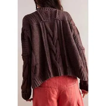 MISSACTIVER Loose Cable Knit Crop Sweater for Women