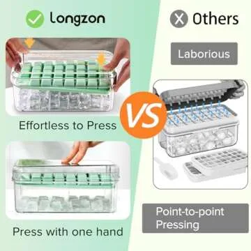 Longzon Mini Ice Cube Tray with Lid & Bin for Freezer