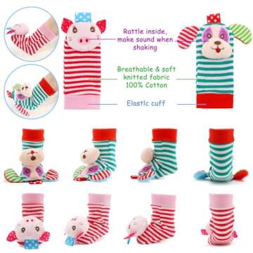 BLOOBLOOMAX Baby Rattle Socks for Infant Development
