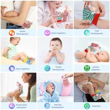 BLOOBLOOMAX Baby Rattle Socks for Infant Development