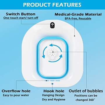 YYYSITZ Electric Sitz Bath, Sitz Bath for Hemorrhoids, Sitz Bath for Postpartum Care, Toilet Seat Tub for Women Men, Sitz Baths Salts Bowl, Sits Bath Soak Pan, Hip Bath Basin, Collapsible, Blue