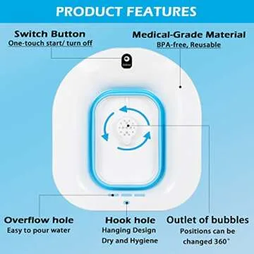 YYYSITZ Electric Sitz Bath, Sitz Bath for Hemorrhoids, Sitz Bath for Postpartum Care, Toilet Seat Tub for Women Men, Sitz Baths Salts Bowl, Sits Bath Soak Pan, Hip Bath Basin, Collapsible, Blue