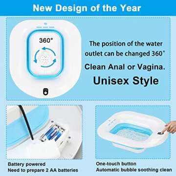 YYYSITZ Electric Sitz Bath, Sitz Bath for Hemorrhoids, Sitz Bath for Postpartum Care, Toilet Seat Tub for Women Men, Sitz Baths Salts Bowl, Sits Bath Soak Pan, Hip Bath Basin, Collapsible, Blue
