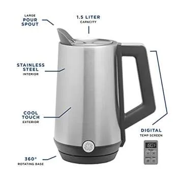 GE Electric Kettle | Digital Control & 6 Cup Capacity