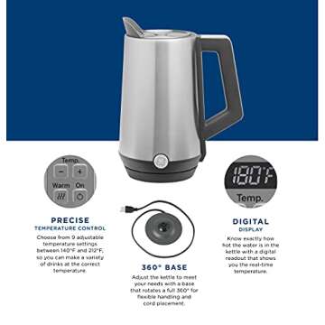 GE Electric Kettle | Digital Control & 6 Cup Capacity