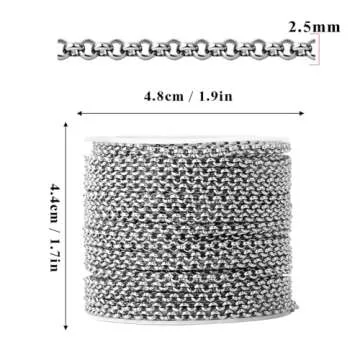 33FT Stainless Steel Rolo Chain for Jewelry Making