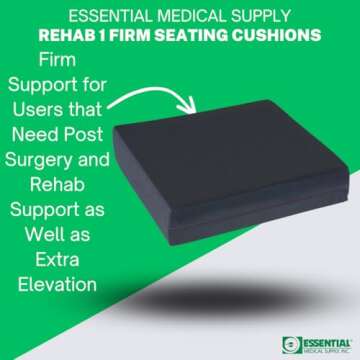 Essential Medical Supply Rehab 1 Foam Cushion - Extra Thick Seat Cushion for Office Chair, Wheelchair, and Car - Provides Additional Support and Pain Relief for Seniors - 18" x 16" x 4"