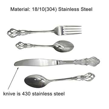 Pinenjoy 24Pcs Vintage Baroque Silverware Set 18/10(304) Stainless Steel Luxury Antique Western Royal Style Flatware Set include Hollow Relief Handle Spoon Fork Knife, Service for 6