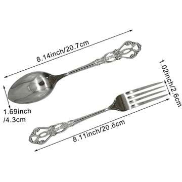 Pinenjoy 24Pcs Vintage Baroque Silverware Set 18/10(304) Stainless Steel Luxury Antique Western Royal Style Flatware Set include Hollow Relief Handle Spoon Fork Knife, Service for 6