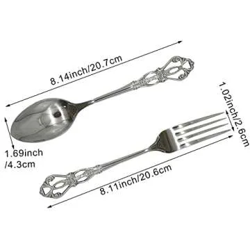 Pinenjoy 24Pcs Vintage Baroque Silverware Set 18/10(304) Stainless Steel Luxury Antique Western Royal Style Flatware Set include Hollow Relief Handle Spoon Fork Knife, Service for 6