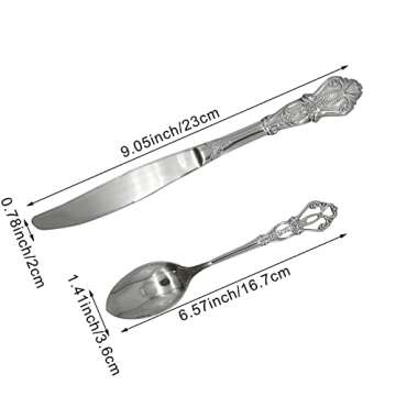 Pinenjoy 24Pcs Vintage Baroque Silverware Set 18/10(304) Stainless Steel Luxury Antique Western Royal Style Flatware Set include Hollow Relief Handle Spoon Fork Knife, Service for 6