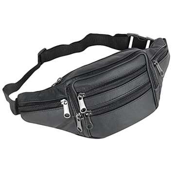 Leather Fanny Pack Travel Waist Bag 7 Pockets Waist Pack.Suitable for Outdoor Mountaineering Travel ...