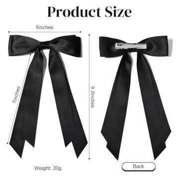 2PCS Hair Bows Hair Clip Beige Black Hair Ribbon Ponytail Holder Accessories Slides Metal Clips Hair Bow for Women Girls Toddlers Teens Kids