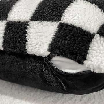 AmHoo Pack of 2 Decorative Throw Pillow Covers Checkerboard Luxury Super Soft Faux Fur Wool Set Case...