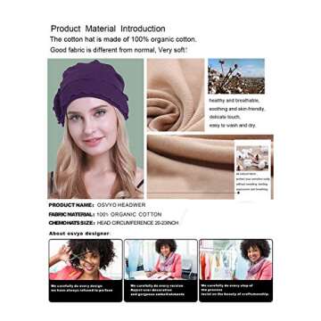 osvyo Chemo Headwear Turban Cap for Women - Cancer Beanie Hair Loss Sealed Packaging Light Grey