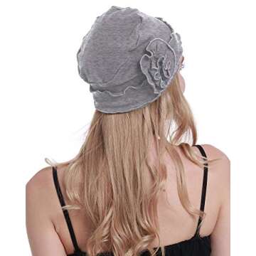 osvyo Chemo Headwear Turban Cap for Women - Cancer Beanie Hair Loss Sealed Packaging Light Grey