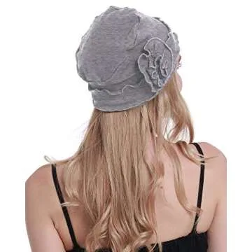 osvyo Chemo Headwear Turban Cap for Women - Cancer Beanie Hair Loss Sealed Packaging Light Grey