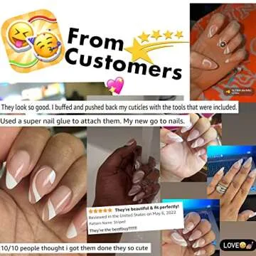 KXAMELIE Medium Length Almond Press on Nails with Designs,Nude White Swirls Acrylic on,Stick for Women,Glue Fake Daily Wear,Salon Perfect Wedding