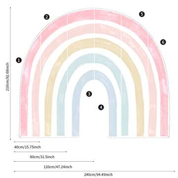 Colorful Rainbow Peel and Stick Wall Mural for Kids