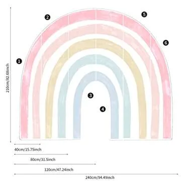 Colorful Rainbow Peel and Stick Wall Mural for Kids