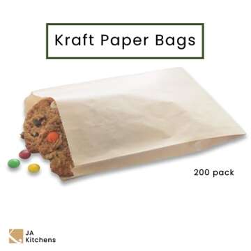 200 Count Eco-Friendly Kraft Paper Bags for Snacks & Sandwiches