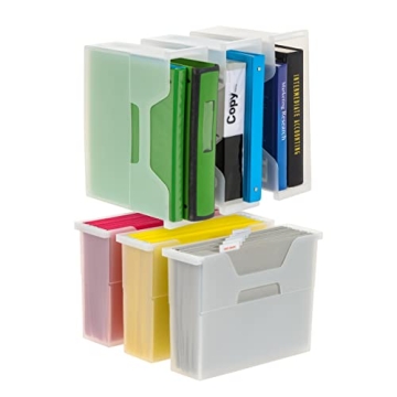 IRIS USA Small Portable File Box 6 Pack for Clear Organization