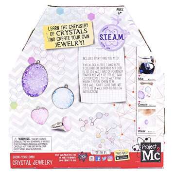 Project MC2 Grow Your Own Crystal Jewelry STEM Science Kit, at-Home STEM Kits for Kids Age 12 and Up, Crystal Experiments, DIY Crystal Jewelry