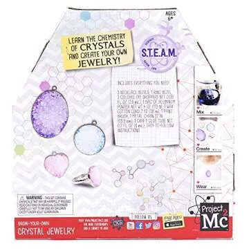 Project MC2 Grow Your Own Crystal Jewelry STEM Science Kit, at-Home STEM Kits for Kids Age 12 and Up, Crystal Experiments, DIY Crystal Jewelry