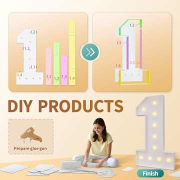 imprsv 4FT Marquee Numbers, Light Up Numbers for 1st 21st Birthday Decorations, light up letters Ann...