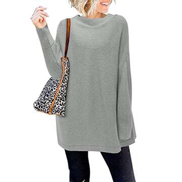 LAISHEN Women's Casual Turtleneck Batwing Sweater