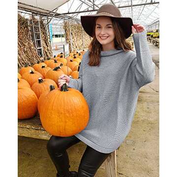 LAISHEN Women's Casual Turtleneck Batwing Sweater