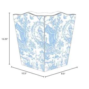 Marye-Kelley Blue Toile Wastepaper Basket for Elegant Spaces