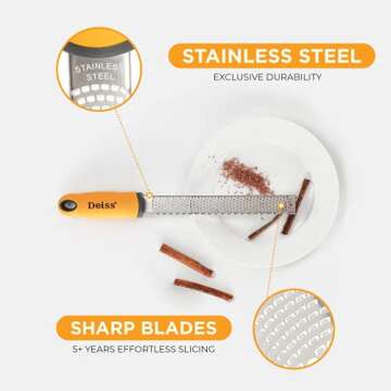 Deiss PRO Citrus Zester & Cheese Grater for Effortless Flavor