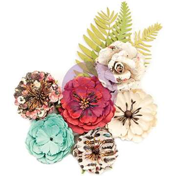 Prima Marketing Midnight Garden Mulberry Paper Flowers 9/Pkg-Light & Dark