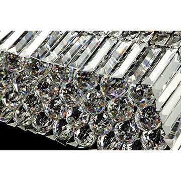 Saint Mossi 5-Lights K9 Crystal Chandelier for Dining Room, Rectangular Pendant Light Fixture for Kitchen Island, Raindrop Flush Mount Ceiling Light Fixture,H9 x W10 x L31, Chain Adjustable